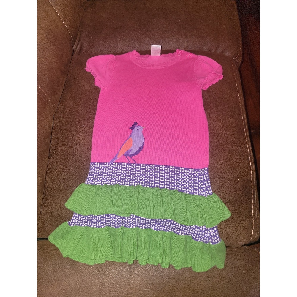 Gymboree falling for feathers pink bird sweater dress size 4‎